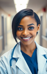 Portrait of mature woman doctor and looking at camera. Confident and Friendly doctor at a medical clinic.