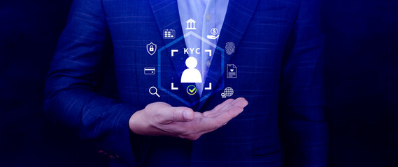 KYC, verification concept, KYC Know Your Customer Technology. Business verifying identity clients,...