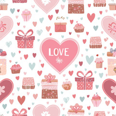 Seamless pattern of hearts filled with love