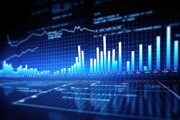 Dynamic Financial Data Analysis Graph Display in Blue