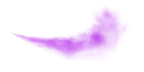 Magic purple cigarette smoke. Magic purple smoke with glitter and small particles of twinkling stars. Fog with luminous particles. Purple vapor with stardust. Morning fog over land or water surface. M