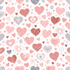 Seamless pattern of hearts filled with love