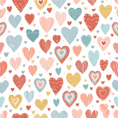 Seamless pattern of hearts filled with love