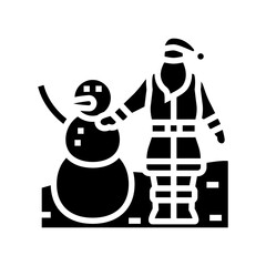 santa claus snowman glyph icon vector. santa claus snowman sign. isolated symbol illustration