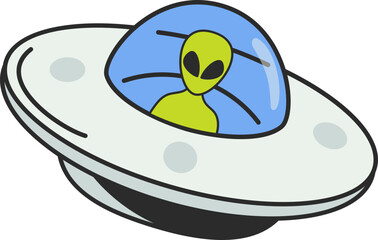 alien in ufo vector illustration © zunisa