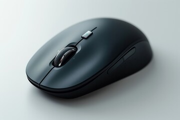 Modern Black Computer Mouse on Light Background
