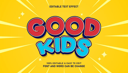 Happy kids text effect with 3d vector style that can be edited