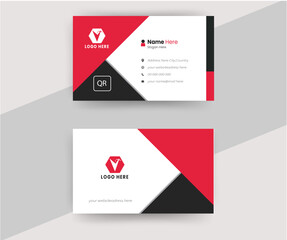 Creative modern red business card design name card corporate visiting card. Vector illustration design.