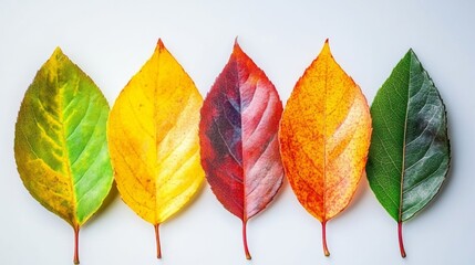 Colorful Autumn Leaves on White Background