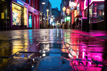 Obraz premium Vibrant City Nightlife on Rainy Street