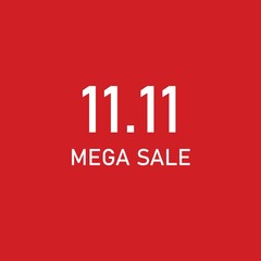 11.11 shopping day, online shopping, special Offer coupon, voucher, banner template, websites, social media advertising, Mega sale.