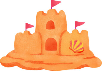 Hand-painted digital painting of a sandcastle.