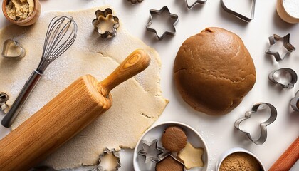 Cookie Dough with Cutters and Rolling Pin (National Cookie Cutter Day)