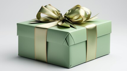 Obraz premium A green ribbon adorns a Christmas gift box, ready for gifting during the holiday season.