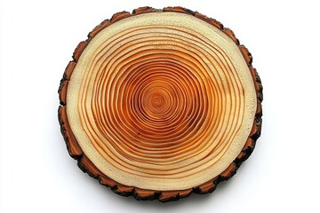 Fototapeta premium wood slice circle with concentric rings , isolated on white background, , copy space for text,