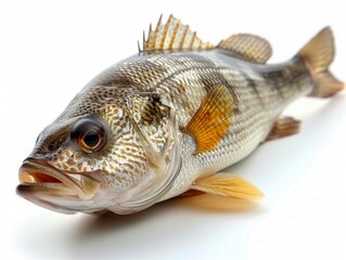 Freshwater Bass Fish on White Background