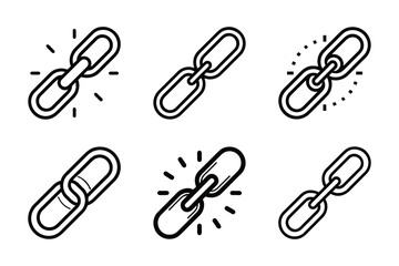 Link icon set in line art style