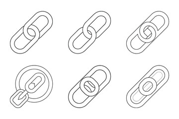 Link icon set in line art style