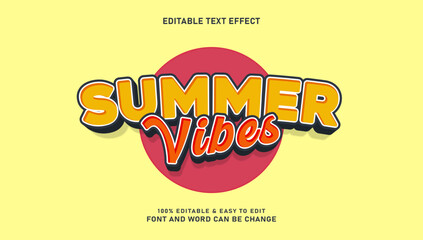 Summer mood vector text effect with 3d style editable