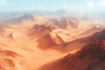 Naklejka premium Vue aérienne d'un désert avec des dunes de sable s'étendant à l'infini..