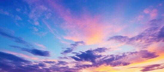 Obraz premium Vibrant Sunset Sky with Fluffy Clouds