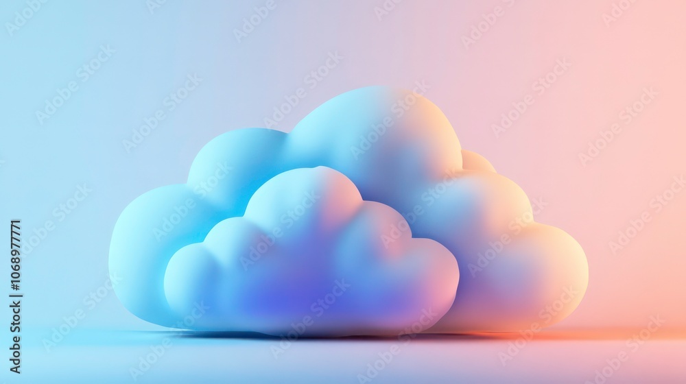 Poster a stylized, soft cloud formation with a gradient background, evoking tranquility.