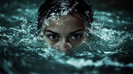 Obraz premium Intense Gaze Beneath Water Surface