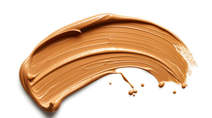 Smooth smear of beige skin tone cream on white background with texture. Generative AI