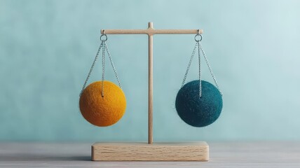 Artistic view of a balance scale with  Short Term  on one side and  Long Term  on the other