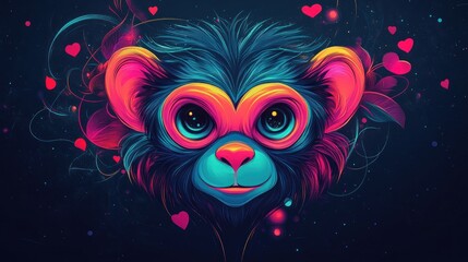 Obraz premium Colorful Monkey Portrait