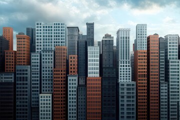 Fototapeta premium Artistic view of a city skyline with individual properties labeled as Collateral