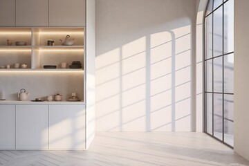 Minimalist Modern Kitchen with Warm Morning Light