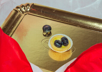 fruit pastry in carton tray