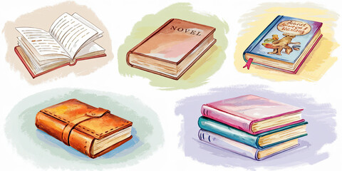 Watercolor Illustration of Five Different Types of Floral Arrangements in Soft and Muted Colors