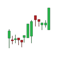 2D Panic buying Up trend Candlestick chart, financial and stock markets, concept trading cryptocurrency, investment trading, exchange, isometric, financial, index, Bullish, forex.