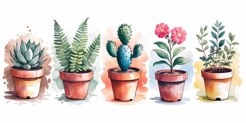 Watercolor Design Featuring Five Different Types of Floral Art