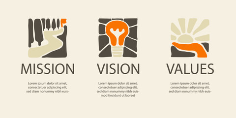 Infographic 3 Step timeline journey. Natural flat abstract icons, simple infographics design template. Mission, vision and values concept with 3 options, vector illustration