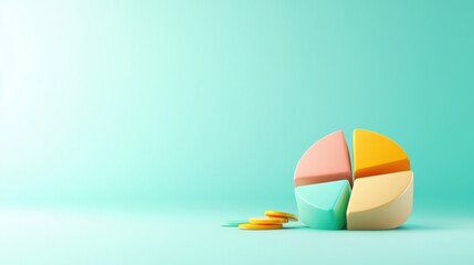 Visualize financial data with high fidelity 3d pie chart featuring soft shadows and isolated design