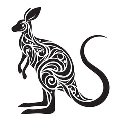 Intricate Tribal Kangaroo Design with White Artwork