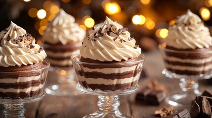 Indulge in delicious chocolate cupcakes with creamy swirls and shavings for a perfect treat