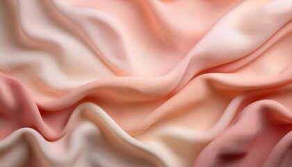 Obraz premium Luxurious Soft Gradient Fabric Texture in Peach and Blush Tones. Abstract Flowing Background Ideal for Skincare, Spa, and Wellness Branding, Minimalist Design for Modern Advertising Use