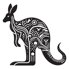 Intricate Kangaroo Silhouette Art: A Fusion of Nature and Aboriginal Design
