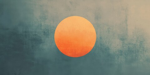 Textured orange circle on a muted teal background, offering a balanced composition with a soft, weathered texture