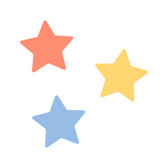 Pastel star stickers. Flat decorative vector design isolated illustration.