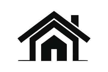 Obraz premium Simple house logo icon silhouette black vector art illustration.