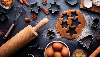 Cookie Dough with Cutters and Rolling Pin baking time (National Cookie Cutter Day)
