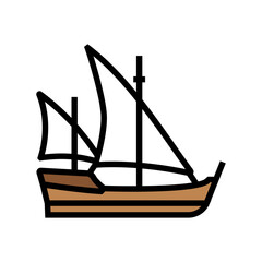 caravel ancient ship color icon vector. caravel ancient ship sign. isolated symbol illustration