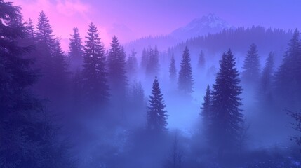 Fototapeta premium Explore the enchanting beauty of mystical forests shrouded in ethereal mist and majestic mountains
