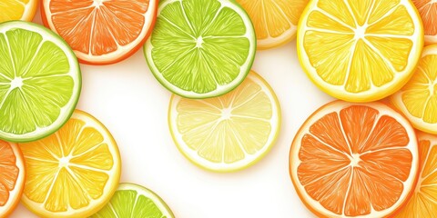 Fototapeta premium Bright Citrus Slices on a White Background
