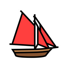 sloop ancient ship color icon vector. sloop ancient ship sign. isolated symbol illustration